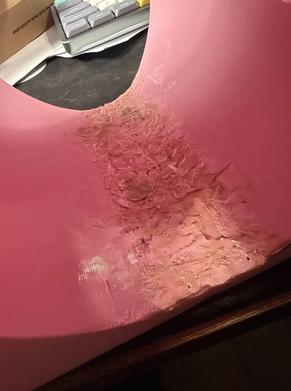 After melting the stuck support material